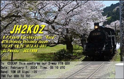 Imagen de tarjeta QSL de JH2KOZ