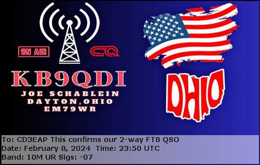 Imagen de tarjeta QSL de KB9QDI