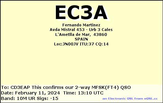 Imagen de tarjeta QSL de EC3A