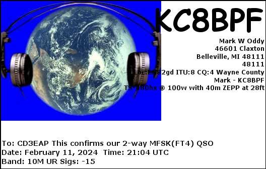 Imagen de tarjeta QSL de KC8BPF