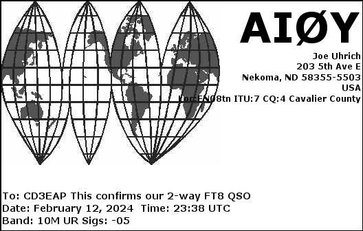 Imagen de tarjeta QSL de AI0Y