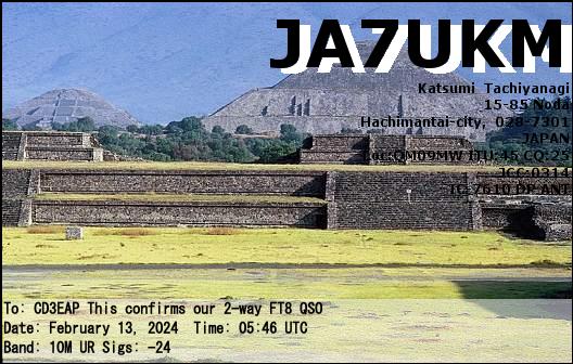 Imagen de tarjeta QSL de JA7UKM