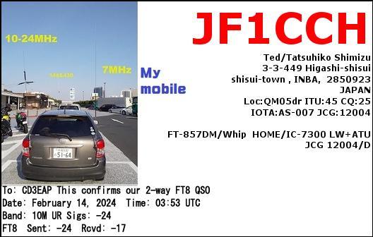 Imagen de tarjeta QSL de JF1CCH