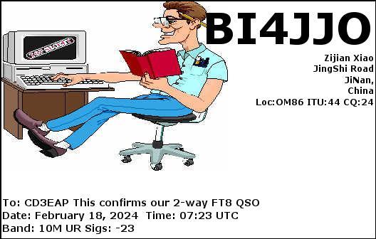 Imagen de tarjeta QSL de BI4JJO