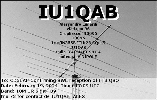 Imagen de tarjeta QSL de IU1QAB