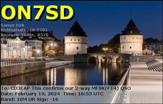 Imagen de tarjeta QSL de ON7SD